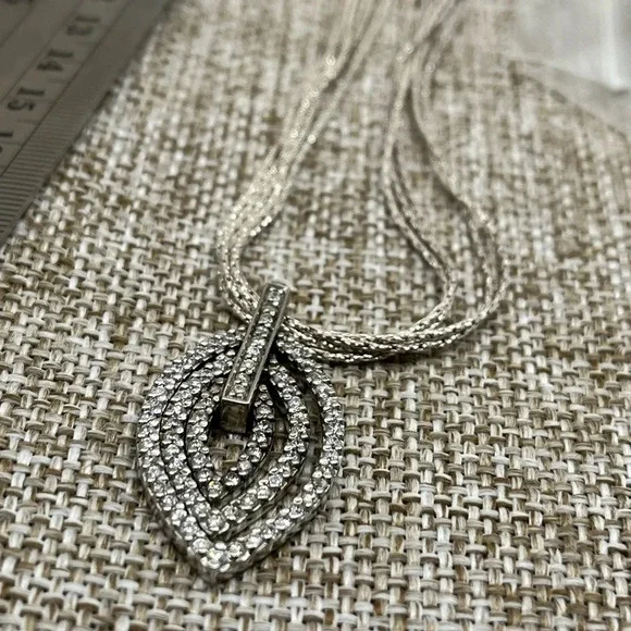 925 Italy Milor Multi-Strand Necklace w/ Layered Teardrop Pendant, 16-18" - Picture 1 of 16